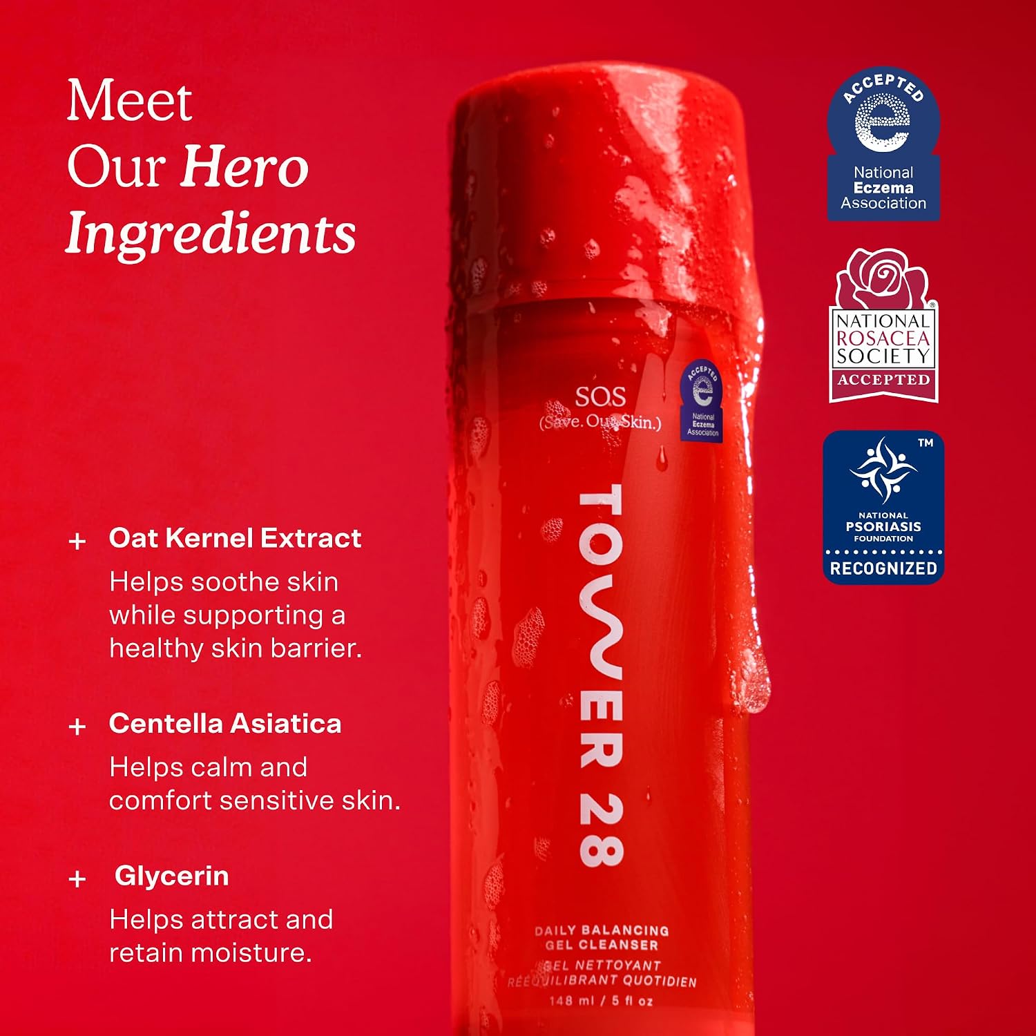 Tower 28 SOS Gel Facial Cleanser - Hydrating Face Wash + Makeup Remover for Sensitive Skin - Soothing + Gentle Face Cleanser with Aloe Vera, Oat Extract + Minerals - Fragrance-Free Skin Care (5 oz) - Image 6