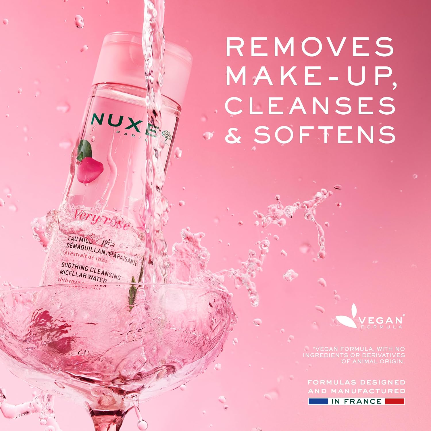 NUXE Micellar Water for Sensitive Skin with Rose Water Extract, 6.7 Fl Oz | Very Rose Makeup Remover for Face & Eyes, Hydrating Facial Cleanser for Sensitive Skin, Removes Waterproof Make-up & Mascara - Image 3