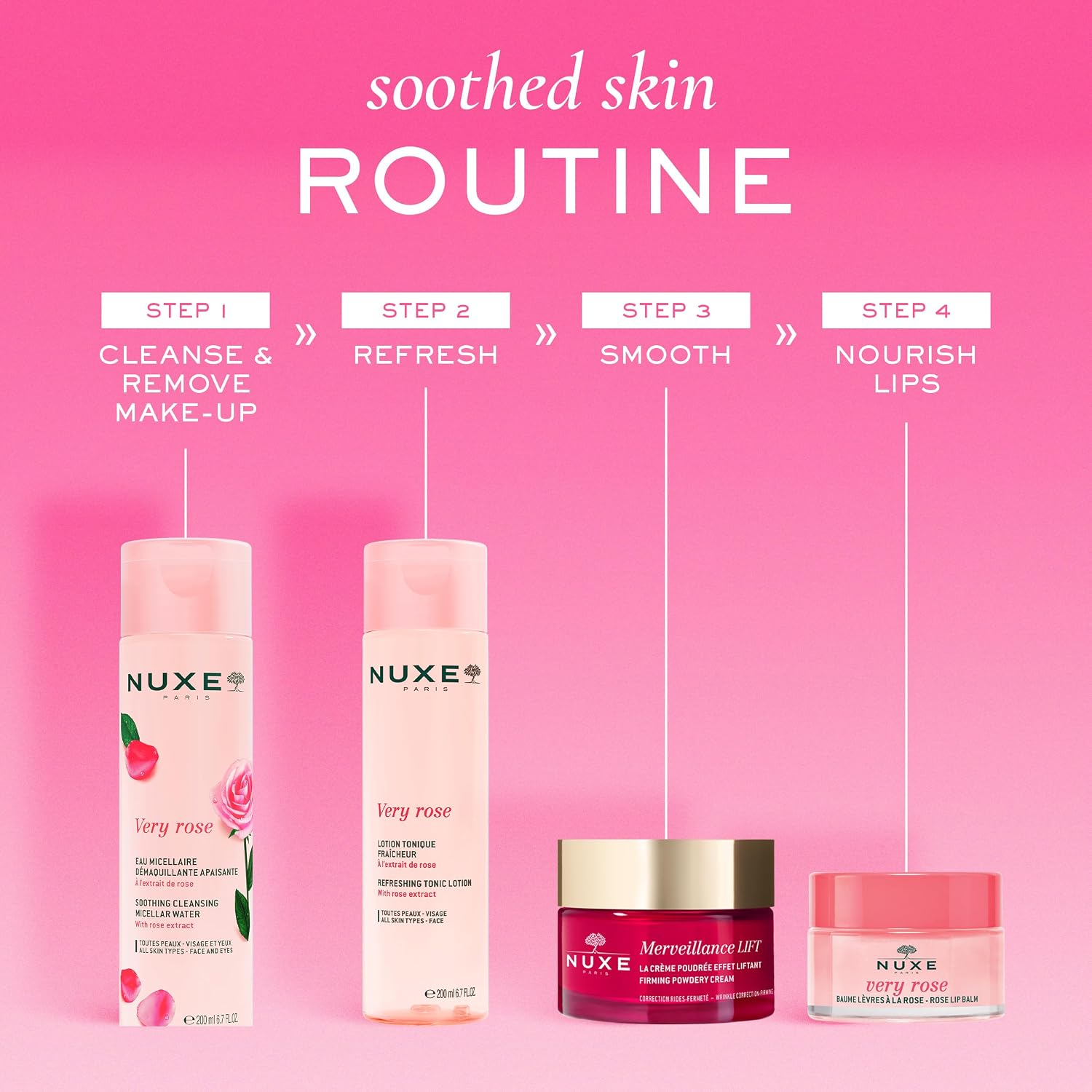 NUXE Micellar Water for Sensitive Skin with Rose Water Extract, 6.7 Fl Oz | Very Rose Makeup Remover for Face & Eyes, Hydrating Facial Cleanser for Sensitive Skin, Removes Waterproof Make-up & Mascara - Image 6