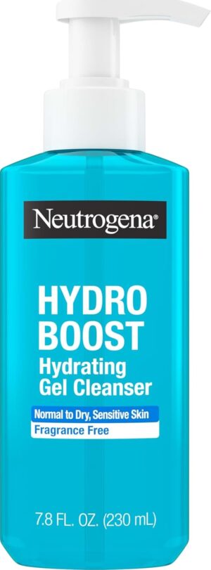 Neutrogena Hydro Boost Hydrating Gel Cleanser, Fragrance-Free, 7.8 fl. oz | Daily Face Wash Suitable for Sensitive Skin, Gentle Foaming Facial Cleanser, Noncomedogenic, With Hyaluronic Acid