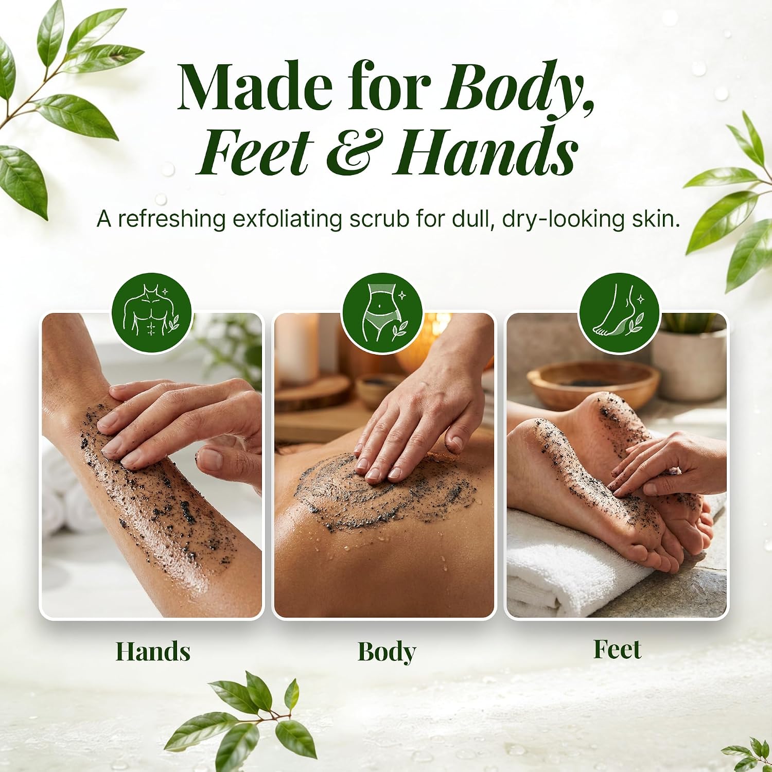 TheraTree Tea Tree Oil Exfoliating Scrub, Pumice & Charcoal, 6 oz | Oleavine Deep cleansing Scrub, Foot & Body with peppermint, neem, and natural pumice, soothing for healthy-looking skin. - Image 3